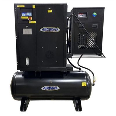 EMXERIK010003 image(0) - Emax Compressor 10HP 1PH Industrial Rotary Screw Compressor-120 Gal Tank Mount w/Air Dryer