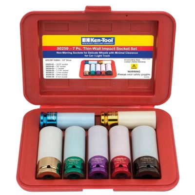 KEN30259 image(0) - Ken-tool 7 Piece Thin-Wall Impact Socket Set