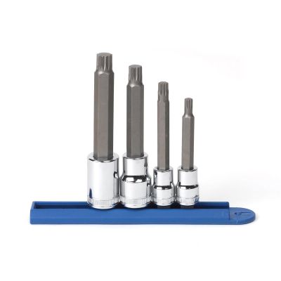 KDT80572 image(0) - GearWrench 4 Piece 3/8 Inch & 1/2 Inch Drive Extra Long Triple Square Bit Metric Socket Set