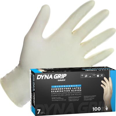 SAS650-1001 image(0) - SAS Safety Dyna Grip Powder-Free Exam Grade Latex Disposable Gloves - 7 Mil - 100PK - Small