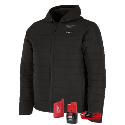 MLWM102B-212X image(0) - Milwaukee Tool M12 Heated Axis Hooded Jacket Kit with Hexon Heat Technology, 2X - Black