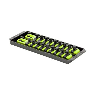 ERN8562HV image(0) - Ernst Mfg. 2 Rail Universal Twist Lock Socket Tray 8", HI-VIZ, with 18) 3/8" Socket Clips