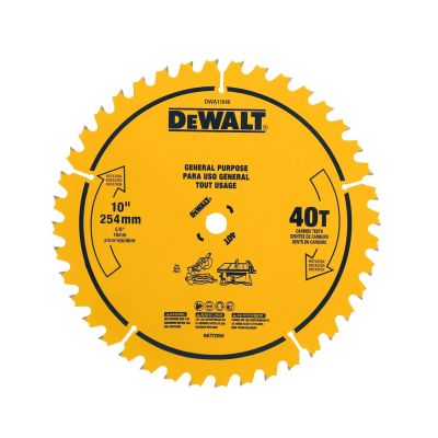 DWTDWA11040 image(0) - DEWALT 10 In Carbide Table Saw Blade 40 Tooth with 5/8 in Arbor (1 Pack)