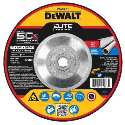 DWTDWA8927FH image(0) - DEWALT ELITE SERIES Grinding Wheels 7 X 1/4 X 5/8-11 XP CERAMIC