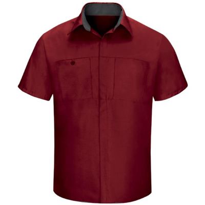 VFISY42FC-SS-3XL image(0) - Workwear Outfitters Men's Short Sleeve Perform Plus Shop Shirt w/ Oilblok Tech Red/Charcoal, 3XL