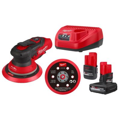 MLW2585-22CX image(0) - Milwaukee Tool M12 FUEL 3/16 Inch Orbit 6 Inch Lithium-Ion Brushless Cordless Random Orbital Sander Kit