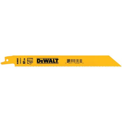 DWTDWAR1810 image(0) - DEWALT General-Purpose-Cutting 8" 10 TPI Bi-Metal Reciprocating Saw Blades (5 Pack)