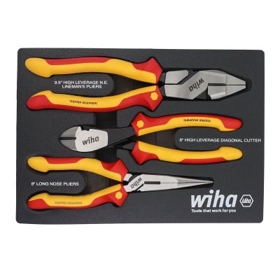 WIH32960 image(0) - WIHA Tools Set Includes - Long Nose 8.0&rdquo; | Angled Cutters 8.0&rdquo; | NE Style Lineman�s 9.5"
