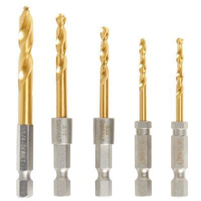 DWTDD5155 image(0) - DEWALT Impact Ready Titanium Nitride Coated Drill Bit Set, 5Pc