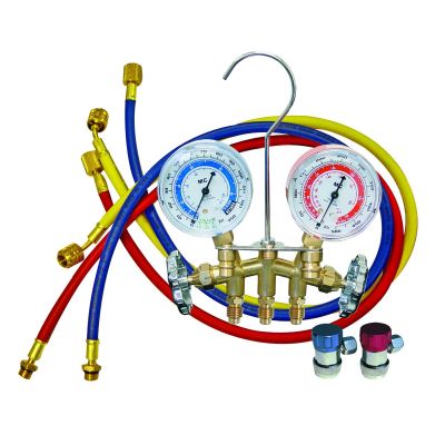 MSC84172 image(0) - Mastercool R134A 2 Way Brass Manifold Gauge Set with 72 Foot Hoses