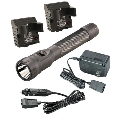 STL76813 image(0) - Streamlight 485 Lumen PolyStinger DS LED Flashlight - 120V/100V AC/12V DC - 2 Holders - Black