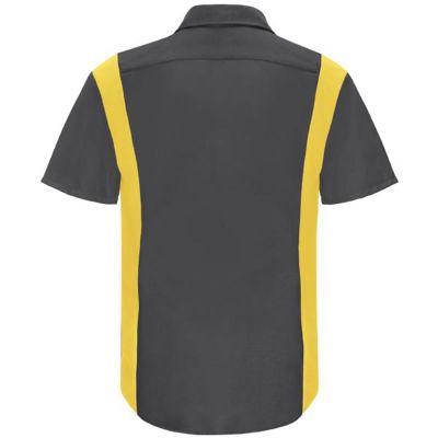VFISY42CY-SS-M image(0) - Workwear Outfitters Men's Short Sleeve Perform Plus Shop Shirt w/ Oilblok Tech Charcoal/Yellow, Medium