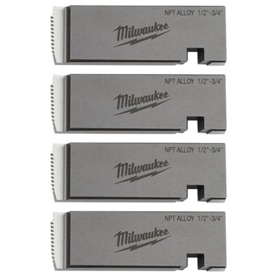 MLW48-36-1201 image(0) - Milwaukee Tool 1/2 Inch-3/4 Inch Alloy NPT Universal Pipe Threading Dies