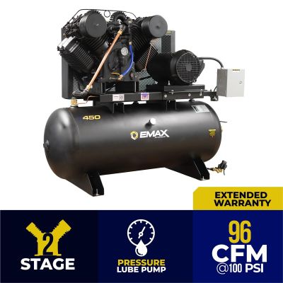EMXEP25H120V3 image(0) - Emax Compressor Compressor 25 HP 2 Stg 3 Phase Horz 120 Gal