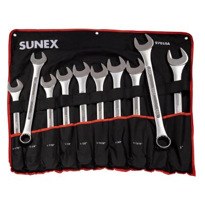 SUN97010A image(0) - SUNEX 10-PC SAE Raised Panel Jumbo Combination Wrench Set