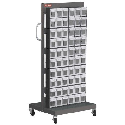 LDS1010544 image(0) - ShopSol Mobile Parts Cart - Flip Out Bin, 60 Bins