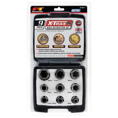 WLMW38917 image(0) - Wilmar Corp. / Performance Tool 9 Piece 3/8" Drive Metric Bolt Extractor Set