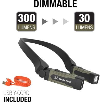 EZRRT357 image(0) - E-Z Red Real Tree Rechargeable 300 Lumen Dimmable Neck Light with White and Red Lights - Green