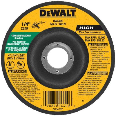DWTDW4429 image(0) - DEWALT 4-Inch By 1/4-Inch By 5/8-Inch Concrete/Masonry Grinding Wheel