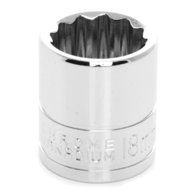 WLMW38818 image(0) - Wilmar Corp. / Performance Tool 3/8" Drive 18mm 12pt Socket