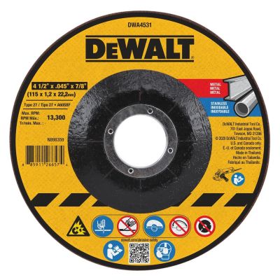 DWTDWA4531 image(0) - DeWalt 4-1/2 Inch x .045 Inch x 7/8 Inch Type 27 Metal Cutting Wheel