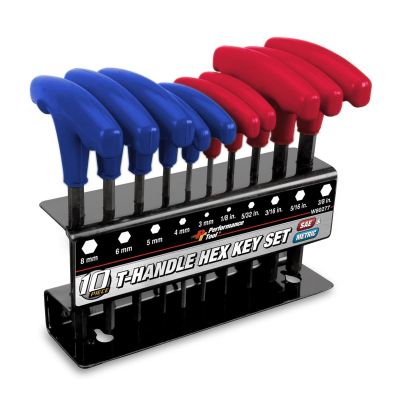 WLMW80277 image(0) - Wilmar Corp. / Performance Tool 10 Piece SAE/Metric T-Handle Hex Key Set