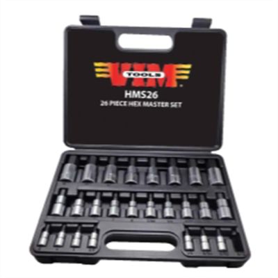VIMHMS26 image(1) - VIM Tools Master Hex Drive Set, 26 Piece 13 Piece Metric - 2M Thru 19M, 13 Piece SAE - 3/32 Inch Thru 3/4