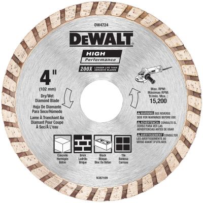 DWTDW4724 image(0) - DEWALT High Performance Diamond Cutting Disc Turbo Universal Concrete 100mm X 2.0mm X 22.23mm