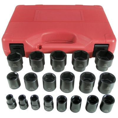KTI33101 image(0) - K Tool International 19 Piece 1/2" DR Short Impact Socket Set