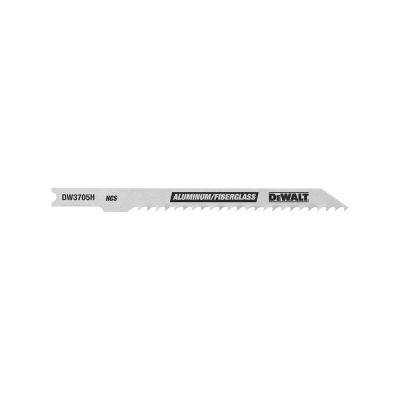 DWTDW3705H image(0) - DEWALT 4-Inch 8 Tpi Fast Clean Hcs U-Shank Cut Aluminum And Fiberglass Jig Saw Blade (5-Pack)