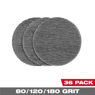MLW48-80-6406 image(0) - Milwaukee Tool 3 Inch Assorted 80, 120, 180 Grit Mesh Sanding Discs with POWERGRID Tear Resistant Mesh &hyphen; (36 PK) + 3 Pad Savers