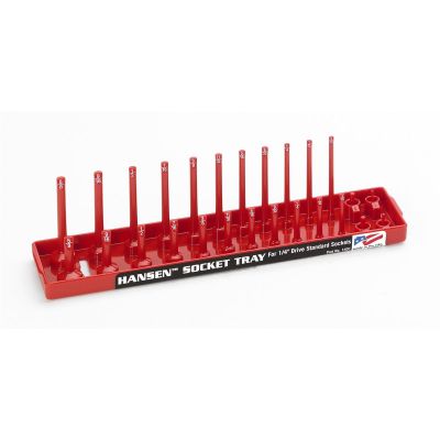 HNE1401 image(0) - Hansen Global 1/4 Inch Standard 2 Row Regular/Deep Socket Holder Tray - Red