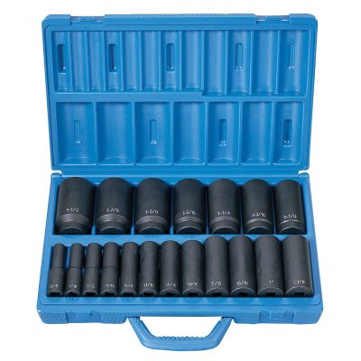 GRE1319D image(0) - Grey Pneumatic 1/2" Drive 19 Piece Deep Length Fractional Master Set