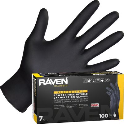 SAS66516 image(0) - SAS Safety Raven Powder-Free Exam Grade Nitrile Disposable Gloves - 7 Mil - 100PK - Small