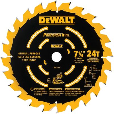 DWTDW7112PT image(0) - DEWALT Dw7112Pt 24T Precision Trim Miter Saw Blade, 7-1/4"