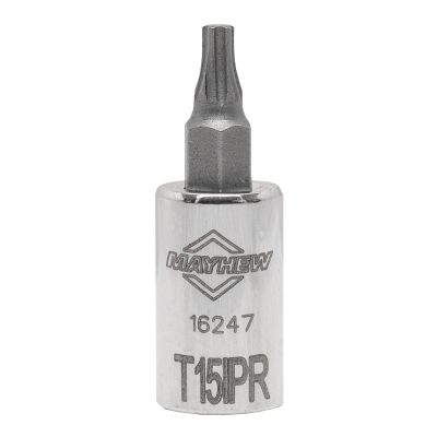 MAY16247 image(0) - Mayhew Mayhew T15IPR Tamper Torx Plus&reg; Short Insert Socket Bit, 1/4-Inch Drive