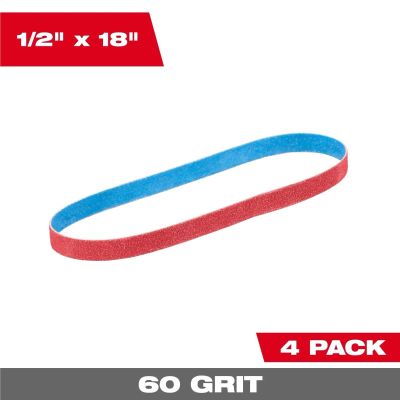 MLW48-80-9060 image(0) - Milwaukee Tool 1/2 Inch x 18 Inch 60 Grit Bandfile Belts &hyphen; 4 pack