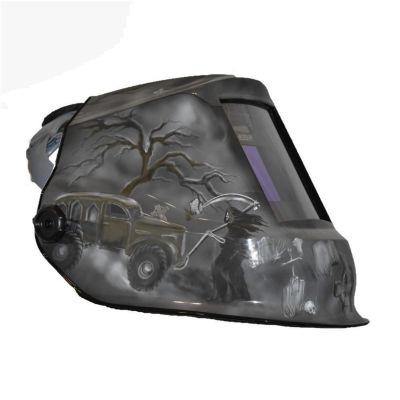 JCK47100 image(0) - Jackson Safety Welding Helmet - Auto Darkening - Nylon - 3.94" x 2.36" Viewing Area - Shade 10 Fixed ADF 1/1/1/1 - 370 Speed Dial Headgear - 6 Feet Under Graphics