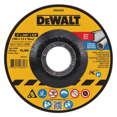 DWTDWA4530 image(0) - DEWALT T27 Metal Cut-Off Wheel, 4-Inch X .045-Inch X 5/8-Inch