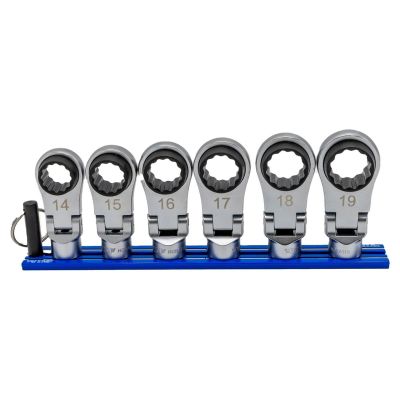 VIMNORA150XL image(0) - VIM Tools 6 Piece 12 Point Offset, Flex Head Ratcheting Wrench Attachments (14 - 19 mm)