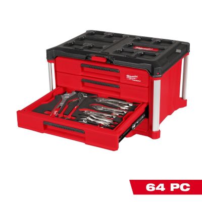 MLW48-22-9493 image(0) - Milwaukee Tool 64 Piece Hand Tool Set with PACKOUT 4 Drawer Tool Box