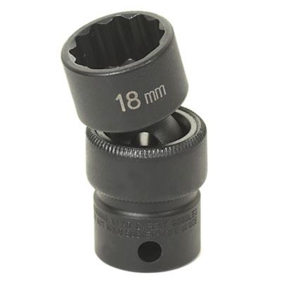 GRE1115UM image(0) - Grey Pneumatic 3/8" Drive x 15mm Standard Universal- 12 Point Socket - Black