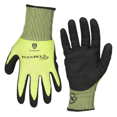 LEGGC160PL image(0) - Legacy Manufacturing Flexzilla&reg; Pro Cut Resistant Sandy Nitrile Dip Gloves, ANSI Level 5, Black/ZillaGreen&trade;, L