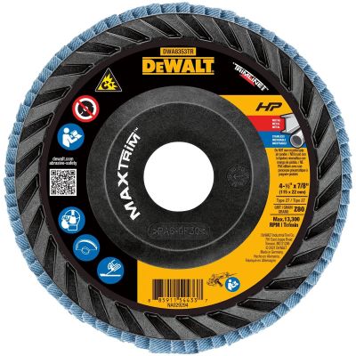 DWTDWA8353TR image(0) - DEWALT HP MAXTRIM Trimmable Backer Flap Disc 4-1/2 X 7/8 80G T27