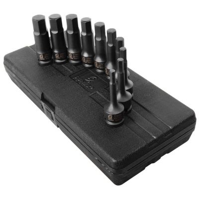 SUN2639 image(0) - SUNEX 1/2 Inch Drive Metric 4 Inch Long Hex Impact Bit Socket Set - 10 Piece