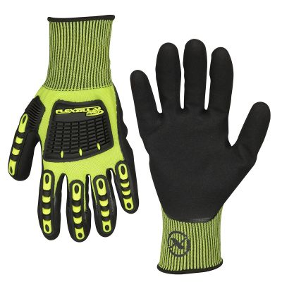 LEGGC161PL image(0) - Legacy Manufacturing Flexzilla&reg; Pro Impact Sandy Nitrile Dip Gloves, Black/ZillaGreen&trade;, L