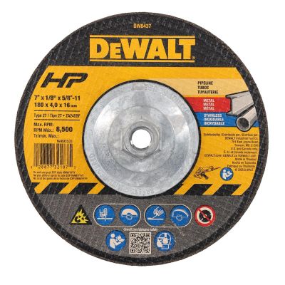 DWTDW8437 image(0) - DEWALT 7-Inch By 1/8-Inch By 5/8-Inch-11 Pipeline Cutting Wheel
