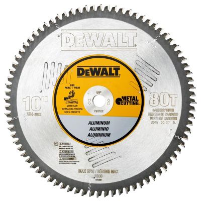 DWTDW7665 image(0) - DEWALT 10In 80T Alum Thin Plt Mtl Cut 5/8In Arb