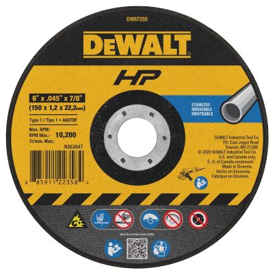 DWTDW8725S image(0) - DEWALT Cfree Thin Cutoff Wheel, 6-Inch X .045-Inchx 7/8-Inch
