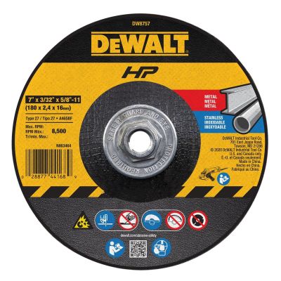 DWTDW8757 image(0) - DEWALT 7-Inch By 3/32-Inch By 5/8-Inch-11 Metal Notching Wheel